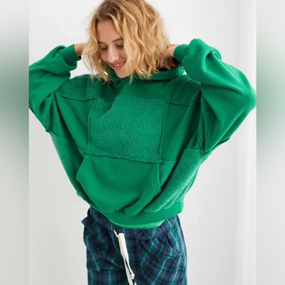 Aerie Sherpa Patchwork Hoodie | Size M